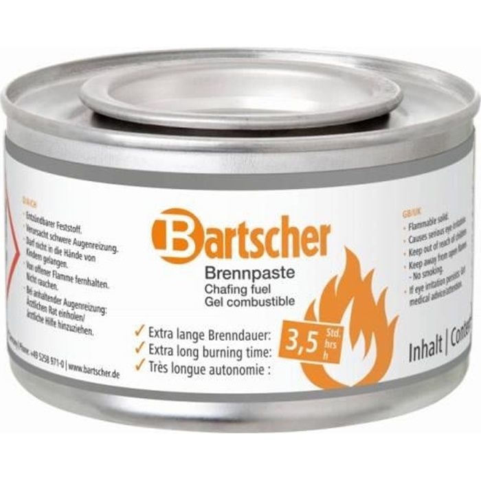 Gel combustible pour chafing dish BARTSCHER - 72 boîtes de 200 g