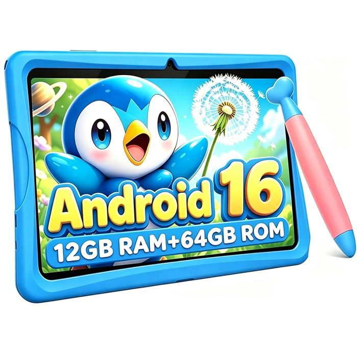 Tablette Enfant 10 Pouces Android 1612Go RAM 64Go ROMEnfant Éducative avec Contrôle ParentalAvec styletWiFi 6Coque Antichoc