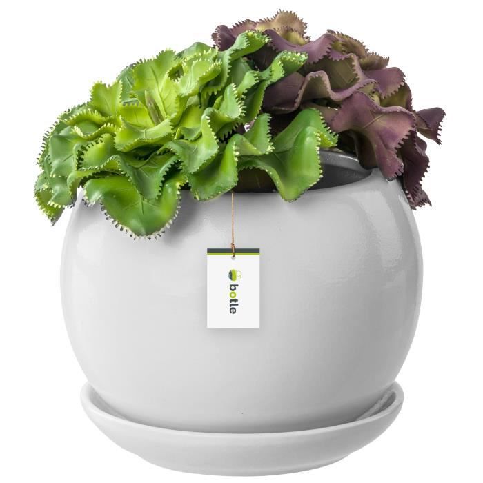 Pot de fleur bouteille verte avec soucoupe Rond dimensions 195 mm x 215 Pot de fleur bouteille verte avec soucoupe Rond dimensions 195 mm x 215