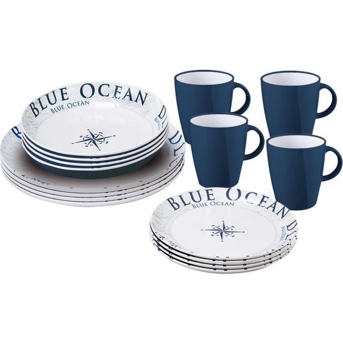 brunner blue ocean - vaisselle - bleu/blanc