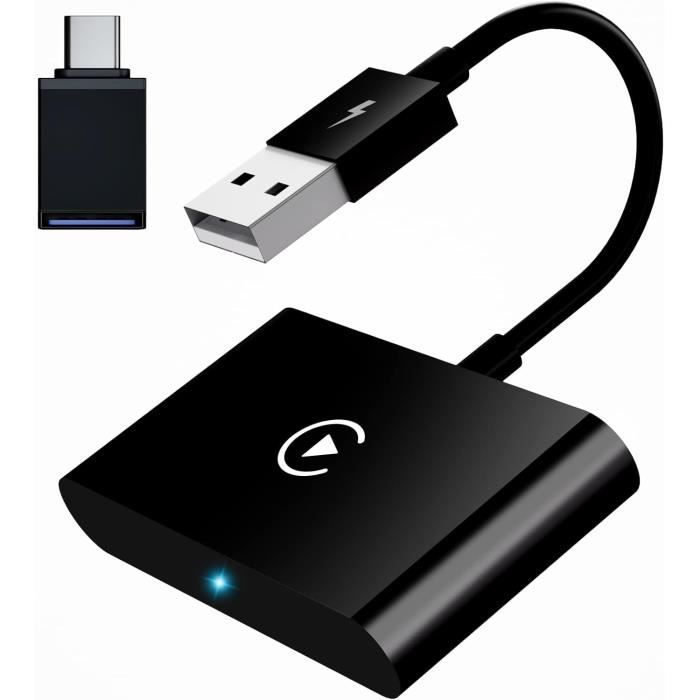 Adaptateur CarPlay Sans Fil Adaptateur CarPlay Android Auto Sans Fil Volam 2en1 - Plug & Play 5.8GHz - Compatible Voitures 2016+ Adaptateur USB A/C Compatible IOS Android