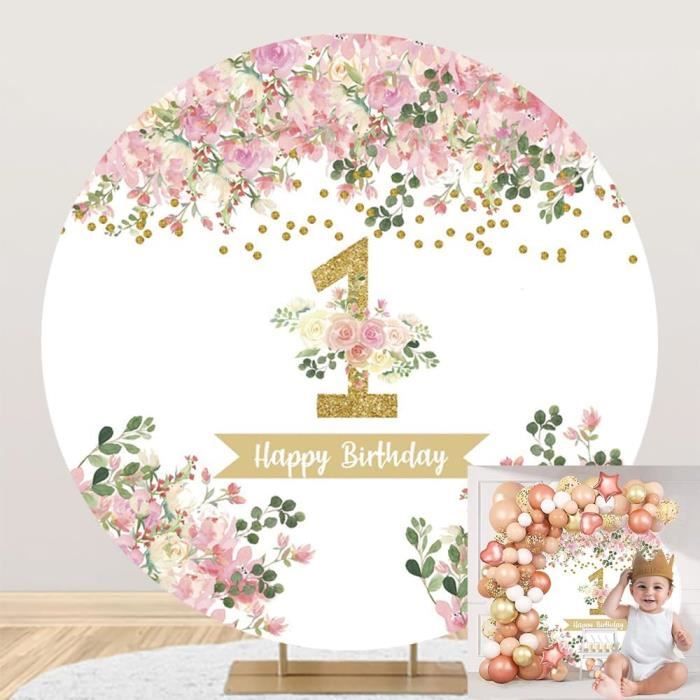 Toile De Fond Ronde Diamètre 2m - Gris/blanc Uni - Pour Photo, Fête, Anniversaire, Baby Shower - 12