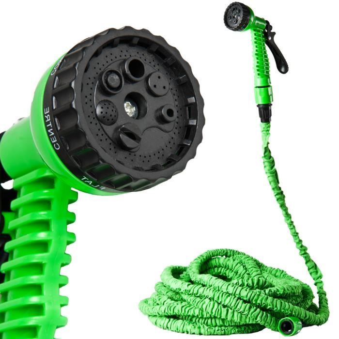 Tuyau D'arrosage Giraffe Tools 7,6 M - Léger Et Flexible, Résistance 600 Psi, Avec 9 Buses De Pulvérisation