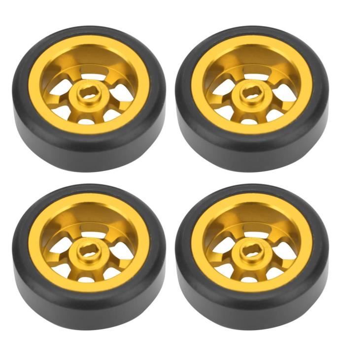 RCAWD - Lot 4 Roues En Alliage + Pneus Drift Pour Wltoys K969 K989 P929, Kyosho Rallye 1/28 - Jaune