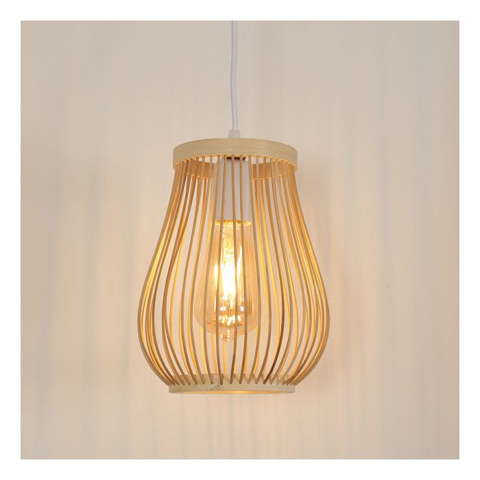 DORLINK Suspension en Rotin Tressé – Lustre Vintage Hauteur Ajustable – Douille E27 Max 60W – Luminaire Salon Salle à Manger