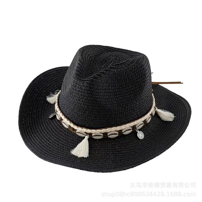 Chapeau de plage Chapeau de cowboy en paille pour hommes et femmes à