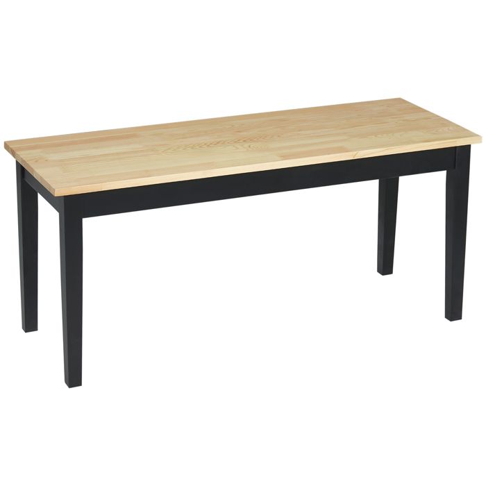 Banc en bois - HOMCOM - banc pour 2 personnes bicolore assise naturelle piètement robuste - bois - 102 x 36 x 45 cm - noir