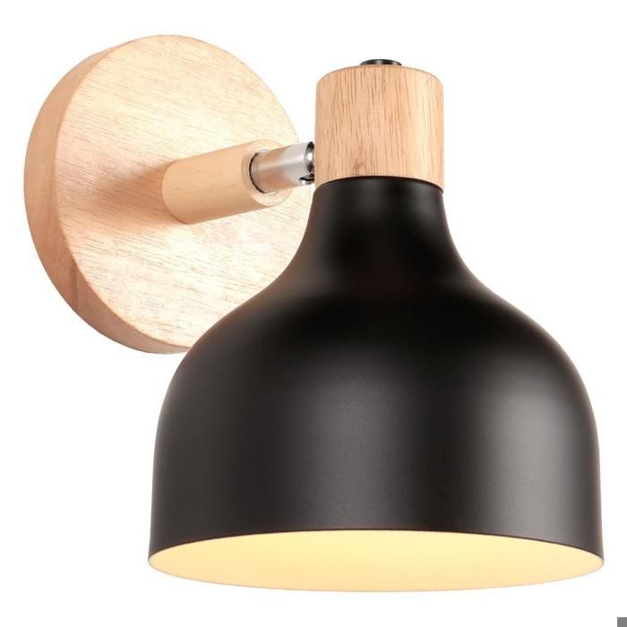 IDEGU Retro Applique Murale Industrielle en Bois et Métal Lampe Murale Vintage Réglable en Bois Métal Spot LED pour Salon Chambre