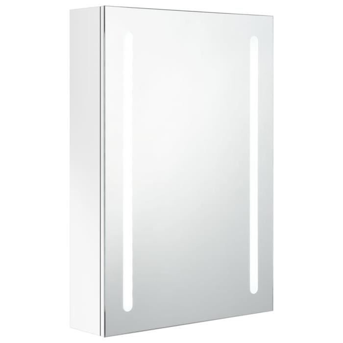 armoire de salle de bain à miroir led - fashtroom - blanc brillant - 50x13x70cm - 3 étagères