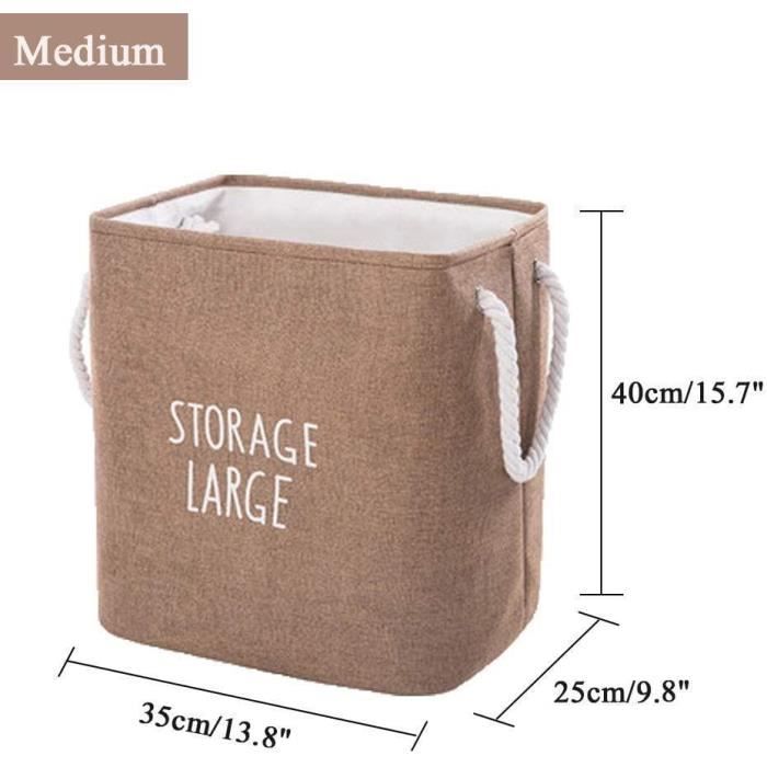 Panier à Linge Pliable POPETPOP – Tissu Beige, 38 X 26 X 5,5 Cm, Rangement Moderne Pour Maison