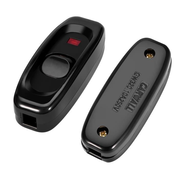 2 Interrupteurs Bascule Pour Lampe De Table - 250V/2A, Fil Noir - Parfait Pour Réparer Ou Customiser Une Lampe Interrupteur Cordon Noir 2a