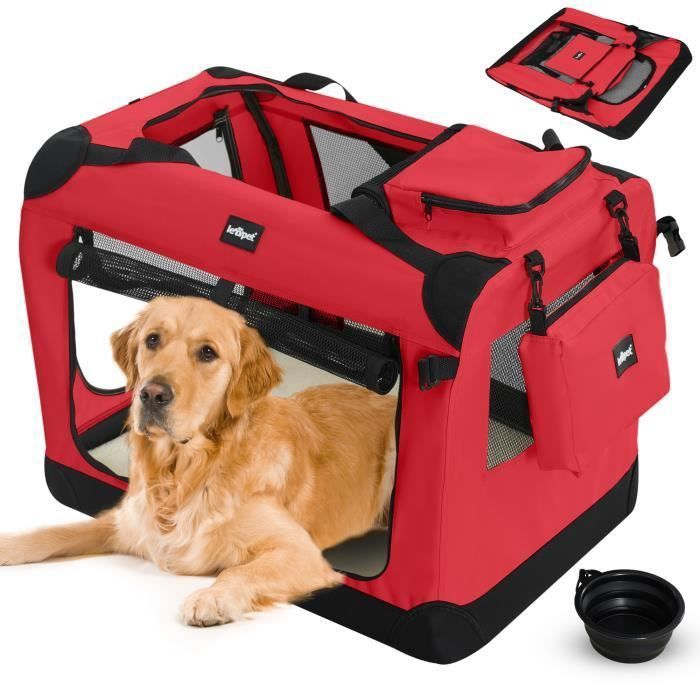 Comparer les prix de Leopet® Sac De Transport Pour Chiens - Gamelle, Pliable, Respirant, Taille Xxxl, Rouge - Bagage, Panier Pour Animal De Compagnie, Voyage