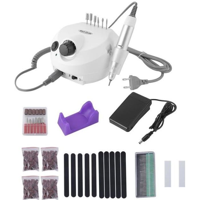Ponceuse à Ongles Electrique, Machine Manucure Pédicure Professional Polissoir Nail Drill 30000Rpm Kit de ponceuse domestique