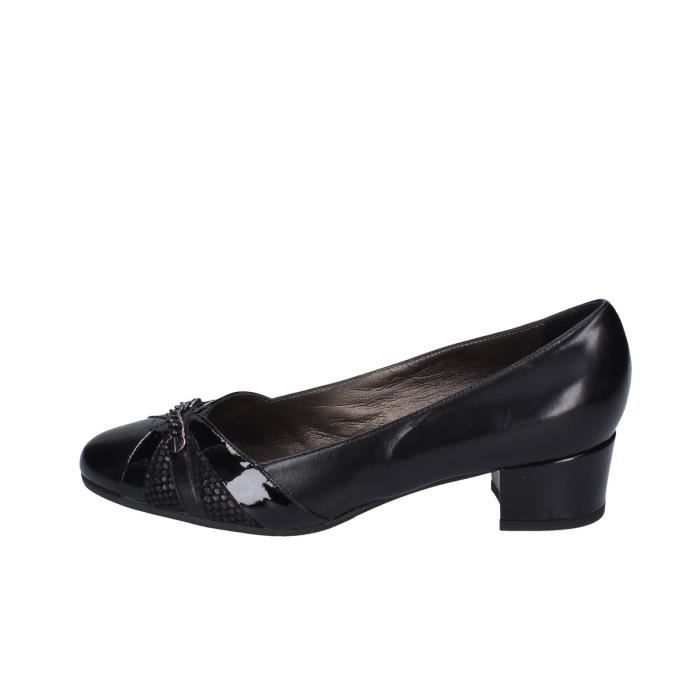 Escarpins Femme SOFFT En Cuir Noir - Talon 3 Pouces Bout Ouvert - Taille 7 M - Enfilement Facile - Occasion