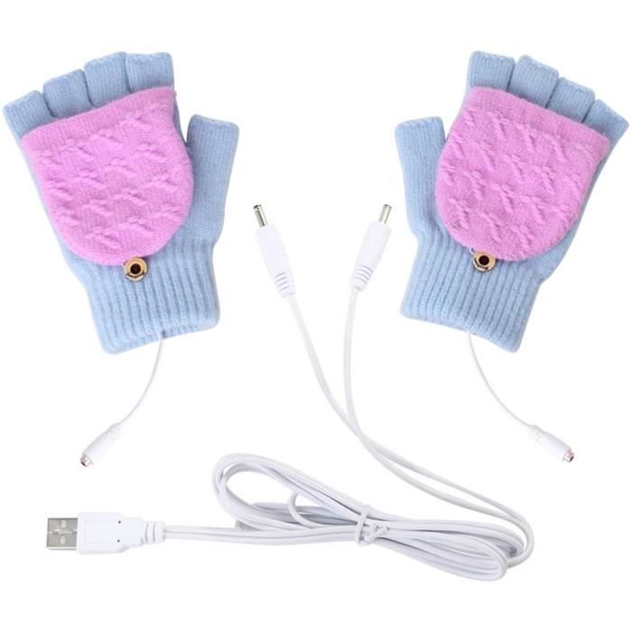 Moufles Trigges Chauffantes Gants Chauffants USB En Laine Tricotée - 3 Températures Réglables Et Doigts Tactiles Pour Rester Au Chaud En Hiver Chauffage Mains USB Ordinateur Extérieur