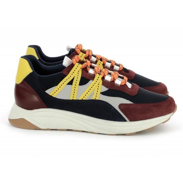 Chaussures de lifestyle PIOLA Ica Cuir nappa pleine fleur Marine Bordeaux Homme Taille 41 Marine bordeaux Cdiscount Chaussures