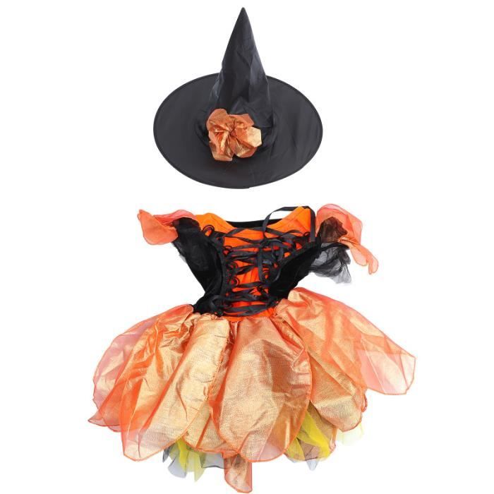 FORMIZON Deguisement Sorciere Fille, Filles Halloween Sorcière Costume avec Chapeau, Noir-Violet Robe Sorciere Impression Chauve-Souris, Halloween Carnaval Déguisement pour Filles 3-12 Ans