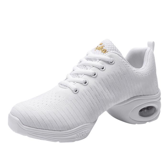 lukcolor basket chaussures de danse femmes moderne chaussures jazz souffle doux baskets mou, tendre blanche