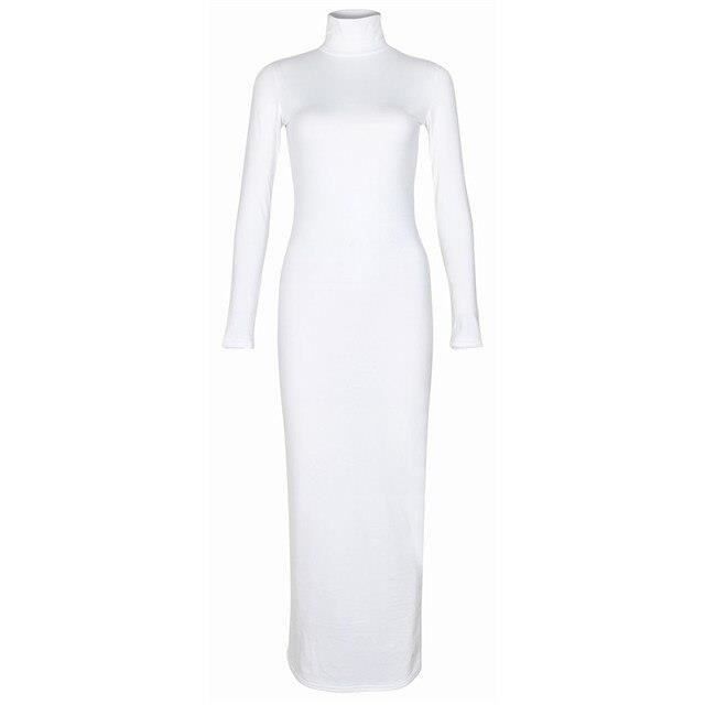 Robe longue à col roulé pour femme musulmane - Turtleneck White - Blanc ...