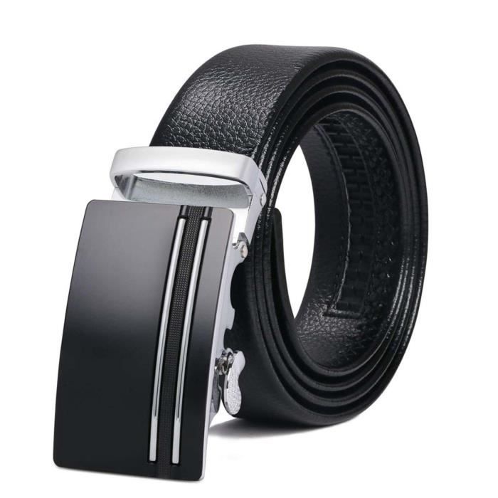 Ceinture Homme, Ceinture en Cuir pour Homme, Réglable à Cliquet Ceinture Boucle Automatique 3.5cm * 120cm