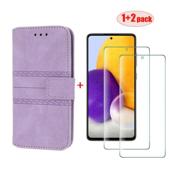 Coque Portefeuille Samsung Galaxy A53 5G - Noir Simili Cuir + 2 Verres Trempés