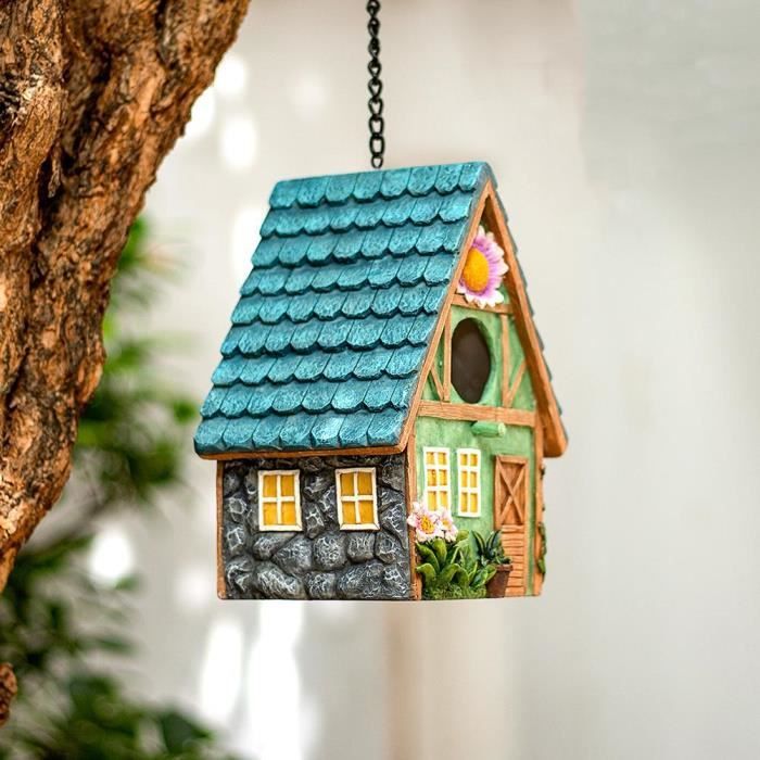 Comparer les prix de OMABETA décoration suspendue à un arbre Nichoir à oiseaux en résine, décoration suspendue, cabane à oiseaux, jardin detachee