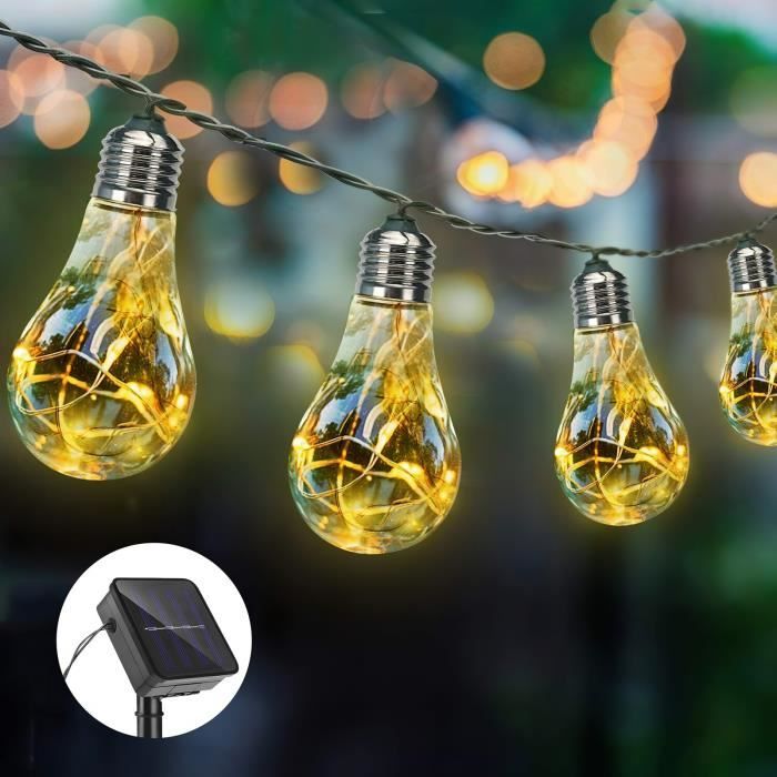 Guirlande Lumineuse Solaire Extérieur 20 M - 4 Modes, Télécommande, étanche IP65, Pour Pergola, Terrasse, Jardin