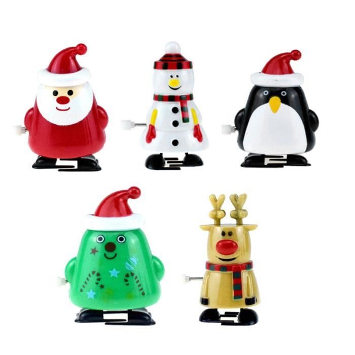 Wind-Up Doll Assortiment de 9 Jouets à Remonter Personnages de Noël Père Noël Bonhomme de Neige Pingouin Marchant Sautant Rotatif pour Bas de Noël Cadeaux Sacs Remplisseurs JASKFLY