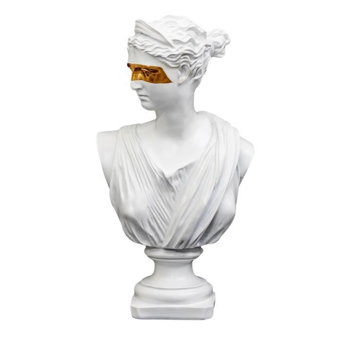 Statue Buste Femme Masque Doré Hauteur 31,5 cm - Décoration Home