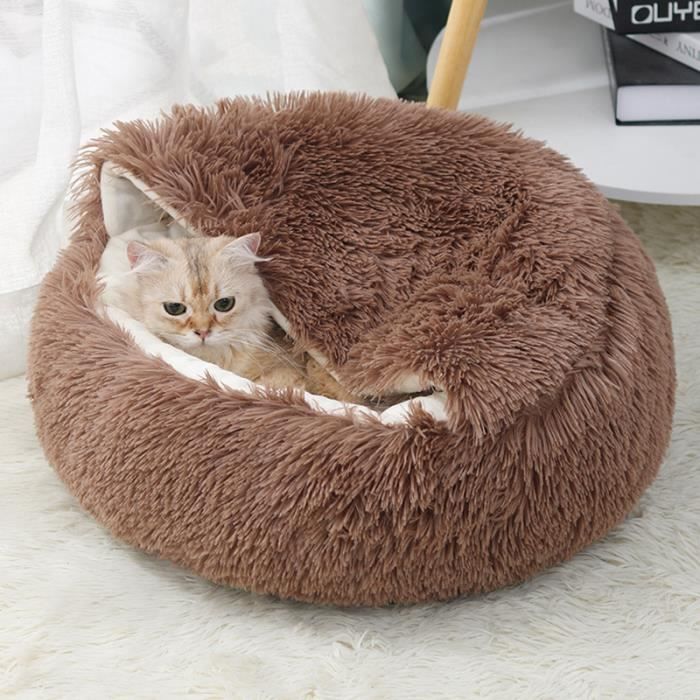 Meilleurs prix pour Panier Chat,Lit moelleux pour Chats et Chiens,Panier Chaud Semi-fermé pour Animaux de Compagnie,Couchage Habitat 40cm marron