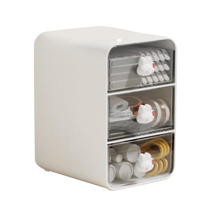 Organisateur De Bureau à 3 Tiroirs - VBESTLIFE - Grand Lapin Blanc - Rangement Cosmétiques