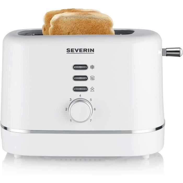 Grille-pain Severin 850W 2 Fentes – Compact Classique, 7 Positions, Blanc – Neuf
