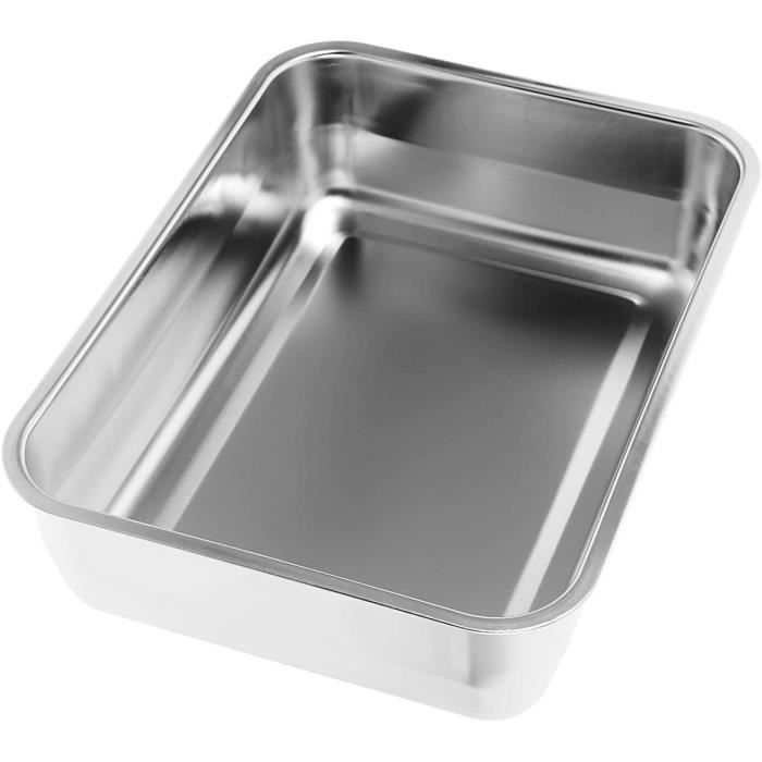 Uonlytech Plat Rectangulaire Inox Avec Couvercle – Service Et Cuisson Poisson, Fruits De Mer Et Légumes Plat Cuisson Barbecue