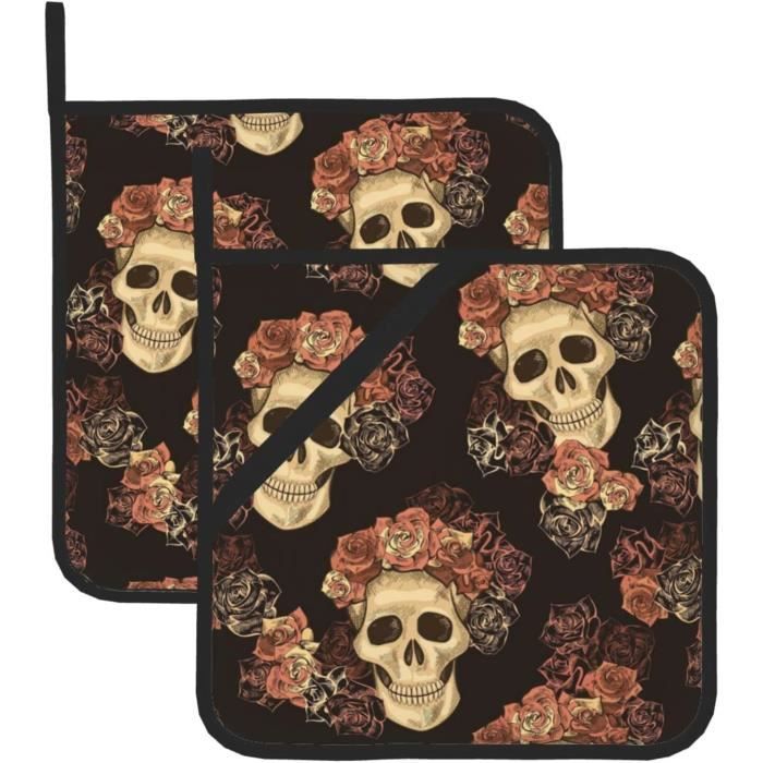 Maniques Cuisine Lot De 2 Maniques De Cuisine Coton - 20x20cm Résistantes à La Chaleur, Lavables, Rembourrées Accessoire Cuisine