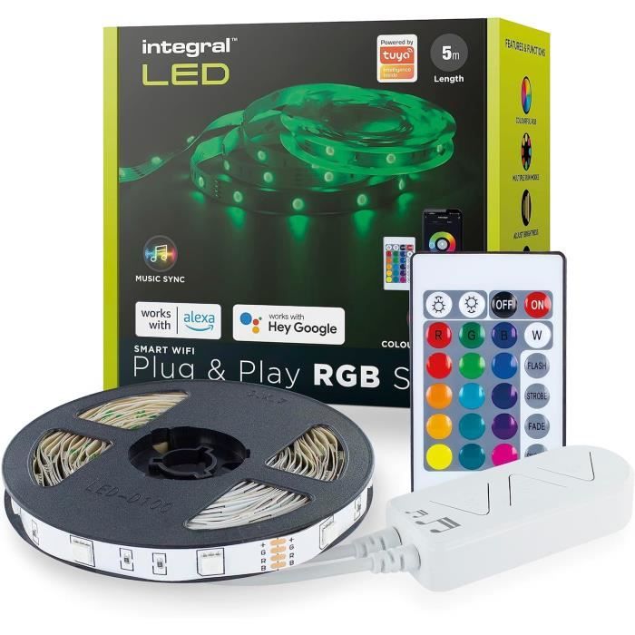 Bande LED RVB USB 5 M - Télécommande, 16 Couleurs, Autocollante, Pour Déco TV, Chambre, Bureau - 13