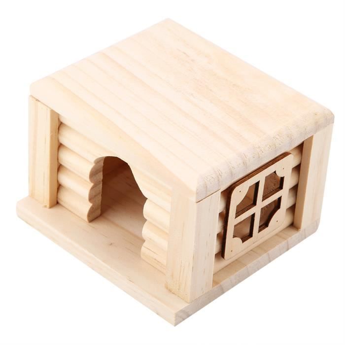 Comparer les prix de SURENHAP maison en bois 1pc maison de hamster en bois naturel cabine à dessus plat cabane de rat cage de souris animalerie jouet
