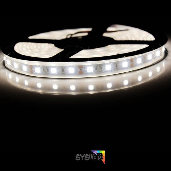 Kit Ruban Professionnel 5050 60 leds/m 5 ou 10 mètres au choix Blanc neutre étanche (IP67