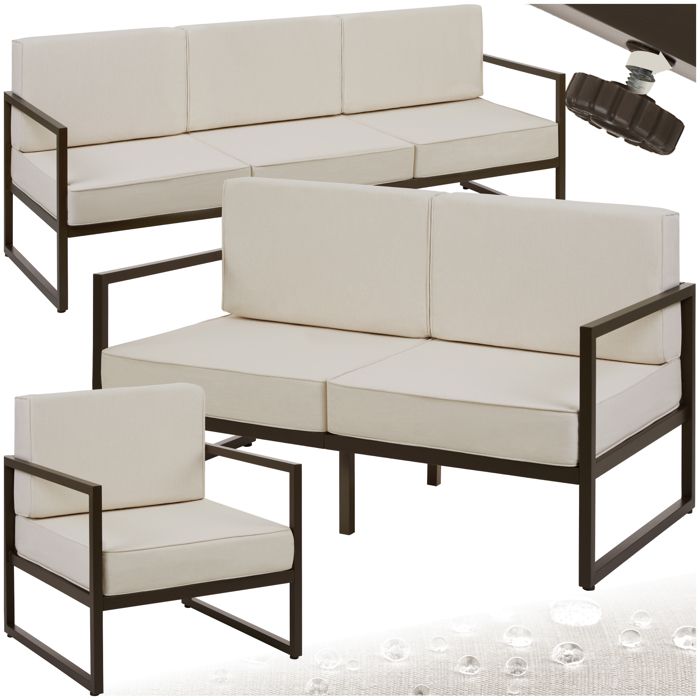 Salon de jardin - TECTAKE - Ensemble détente dextérieur COMOSA pour 6 personnes déperlant et structure en acier - Marron Salon de jardin - TECTAKE - Ensemble détente dextérieur COMOSA pour 6 personnes déperlant et structure en acier - Marron