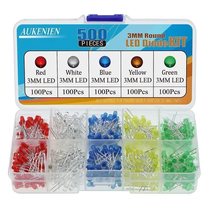 500 Pièces 3Mm Diode Led Kit D'Assortiment De Diodes ...