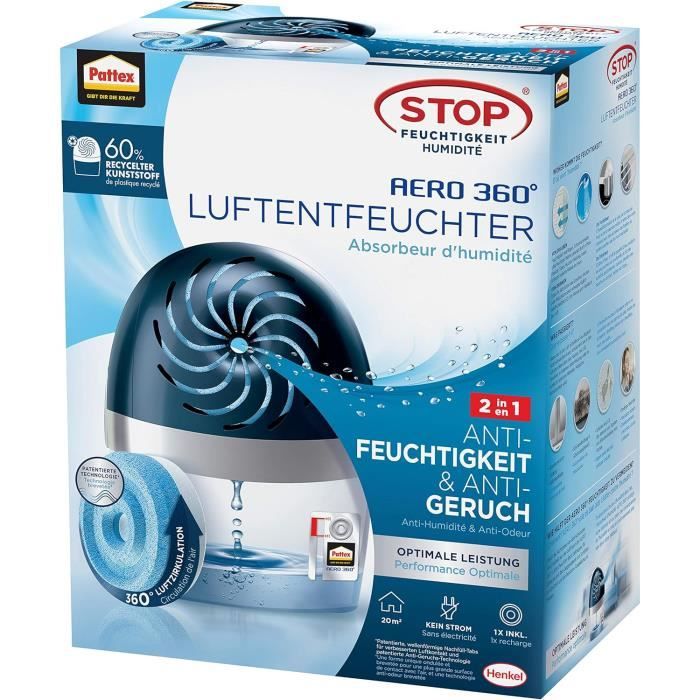 AERO Lot De 3 Absorbeurs D'humidité 360° - 450g Chacun - Anti-condensation, Moisissures Et Mauvaises Odeurs