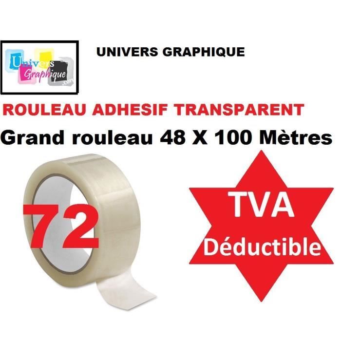 72 rouleaux adhésif pp transparent long 48x100 - Cdiscount Bricolage