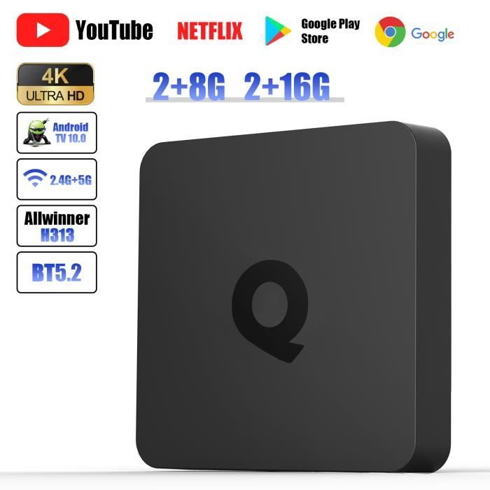 Smart TV BOX Android 10.0 H313 2G + 16G 2.4G + 5G WiFi Double Bande  Bluetooth 5.2 Ultra HD 4K Commande vocale pour  Google - Cdiscount  TV Son Photo
