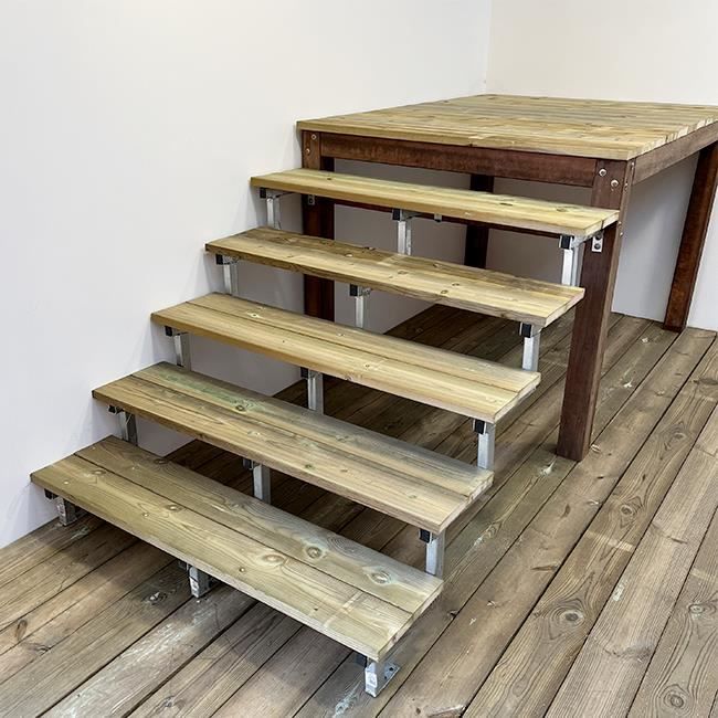 Escalier bois métal en kit h35cm - 2 marches, largeur 140cm, marches bois  autoclave - Cdiscount Bricolage
