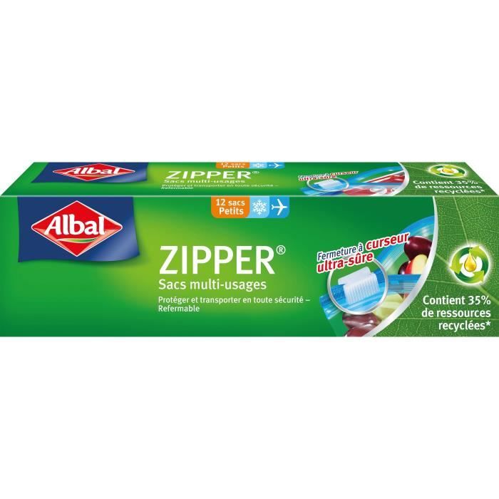ALBAL Boîte de 12 sacs multi-usages Zipper L 20 x 15 cm PM