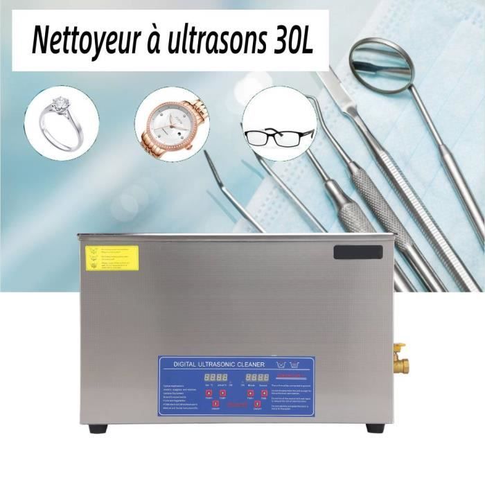Nettoyeur à Ultrasons Professionnel 47 KHz - Bac En Acier Inox 304 De 300 Ml - Pour Bijoux, Lunettes, Prothèses Dentaires - 4 Modes (2 à 10 Min) - 6