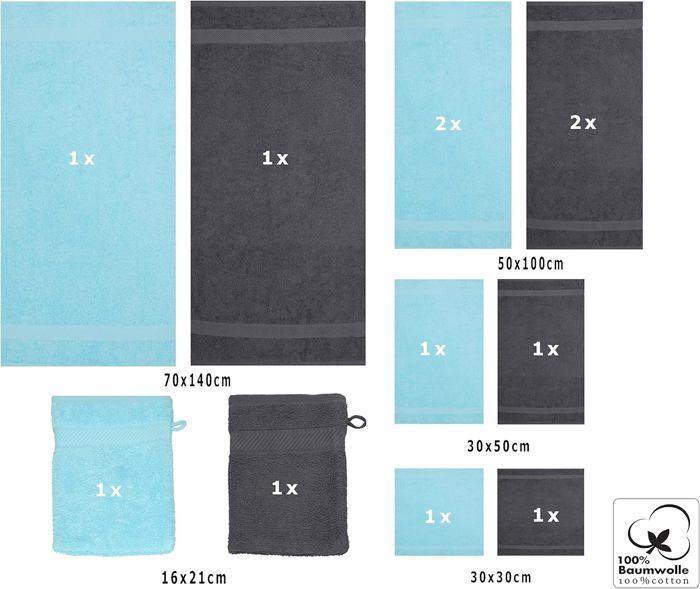 Lot De 4 Serviettes De Bain En Coton égyptien - 2 Grandes Serviettes + 2 Essuie-mains, Bleu Wedgwood
