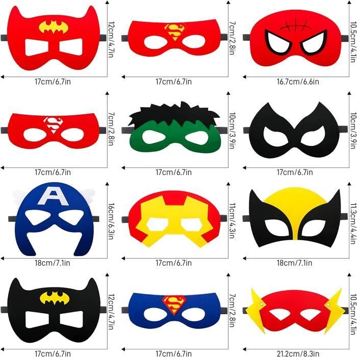 Assortiment de masques en papier mousse - Super héros - 12 pcs - Masque -  Creavea
