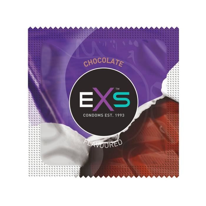 Lot De 50 Préservatifs EXS Véganes - Arôme Chocolat Chaud Fruité - Masculins - Neuf