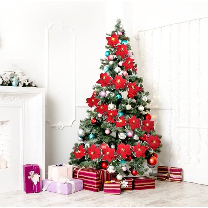 Guirlande De Noël Rouge Et Blanche DERA YEE - 10 Mètres, Largeur 9 Cm, Ornements Flocons De Neige, Pour Sapin Et Déco - 9
