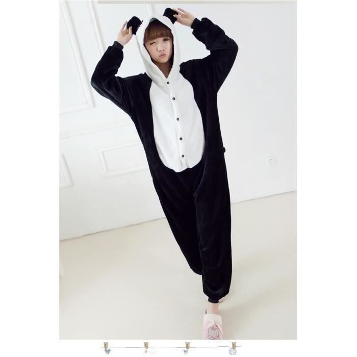 Funmoon Pyjama Combinaison Femme Panda Animation Noir Chaud d